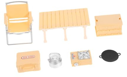 Abaodam Camping pour Garçon Fille Table De Pique- Réchaud Jouets Extérieur Chaise Pliante Accessoires De Camping Jeu De Rôle Ustensiles De Cuisine Jaune