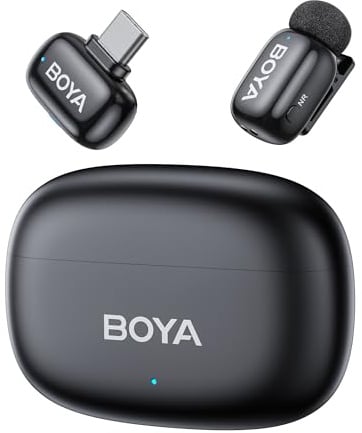 BOYA Mini 2 Micro Cravate sans Fil pour iPhone 15/16/17, Android, 5g, 48 kHz/24 Bit, Mini Micro sans Fil USB-C, Anti-Bruit 40dB, 100 m, 30 h, Microphone Lavalier Compact pour Interview, Streaming