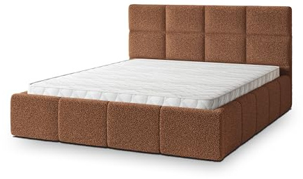 Masseno Polsterbett Como Q 200x200 cm, Doppelbett, Bettkasten, Stauraum, Lattenrost Und Kopfteil - Kupferfarben, Quelle 54