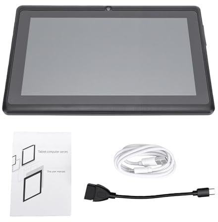 Eacam Tablet per Bambini da 7 Pollici Tablet Didattico per Bambini da 7 Pollici Educativo 1024x600 LED HD Schermo 1 GB 16 GB di Spazio di Archiviazione con (Nera)