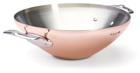 de Buyer - Wok PRIMA MATERA aus 90% Kupfer und 10% Edelstahl - mit 2 Griffen - 32cm - 6247.32, Kupferbraun