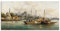 ARTLAND Wanddeko Leinwand Bilder Wandbild 60x30 cm Türkei Istanbul Moschee Boot Handelsschiffe vor der Hagia Sophia Impressionismus Anton Schoth T6PX