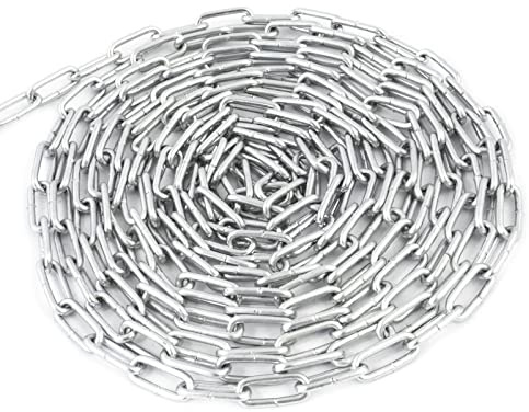 DQ-PP Stahlkette Stahl C15 – 2mm – 10m – Kurzgliedrig – Verzinkt – DIN 5685 – Absperrkette – Metall – Rundstahlkette – Eisenketten – Absperrketten – Zurrketten