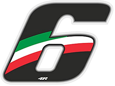 4R Quattroerre.it 13166 Startnummer 6 Aufkleber für Motorräder, Italien, 100 x 130 mm