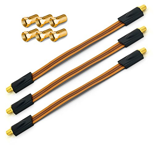 ARLI 4x Fensterdurchführung Ultra Slim – Flachkabel + 6x F-Stecker mit Dichtring vergoldet TV SAT DVB-S2 DVB-T2 für Fenster Türen Wohnwagen Camping