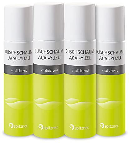 Spitzner Duschschaum Lebensfreude (4 x 50 ml) – Vitalisierende Wellness-Dusche, exotische Power-Früchte, sanft reinigender Schaum, hautverträglich und vegan