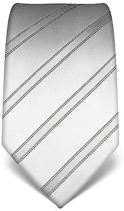 Vincenzo Boretti Herren Krawatte reine Seide gestreift edel Männer-Design zum Hemd mit Anzug für Business Hochzeit 8 cm schmal/breit silber