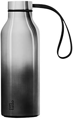 con-tatto Bottle Bottiglia termica con 3 Pareti in Acciaio e Rame - Bevande fredde per 25 ore e calde per 15 ore - Fascia e Tappo Sport Lid inclusi! (Black Ombre)