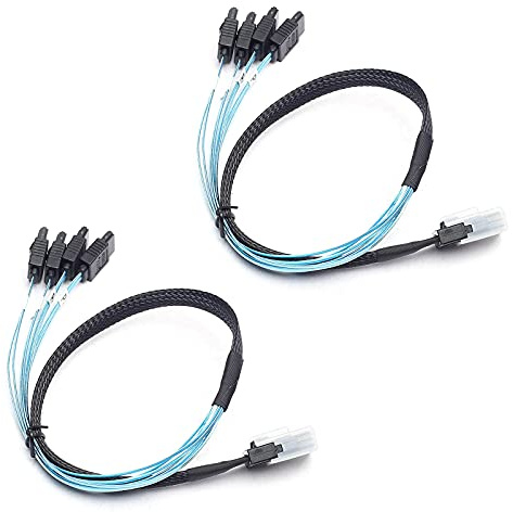 DEVMO Lot de 2 câbles de conversion internes Mini SAS vers 4-SATA SFF-8087 multi-voies, 50 cm