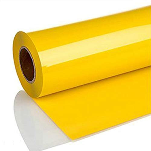 Yalulu Heat Transfer Vinyl, 20 cm x 100cm PVC Heat Transfer Vinyl Rolls Film T-Shirt Iron On HTV Vinyl Printing Crop Number Patterns (Yellow)