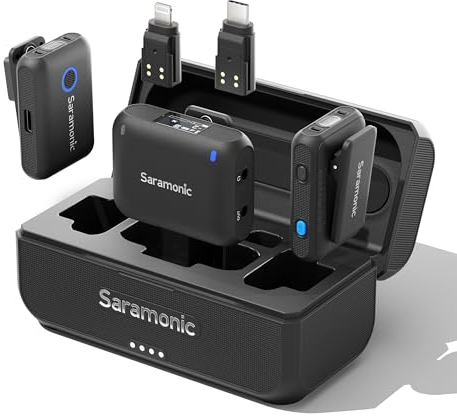 Saramonic Blink500B2+ Lavalier Microfono Senza Fili Lavalier Radiomicrofono per iPhone 15 Android Computer Fotocamere, Mini Microfono per Interview Vlog Live Stream Podcast Video