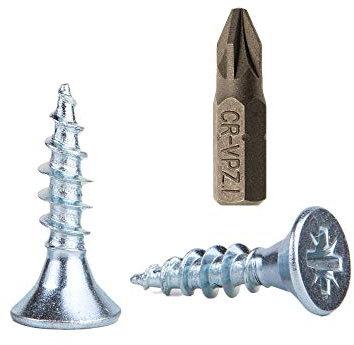 (Confezione da 100 pezzi) Viti per legno in acciaio zincato 2,5 x 16 mm, viti a testa Pozi, elementi di fissaggio, viti a testa svasata, viti truciolare (100)