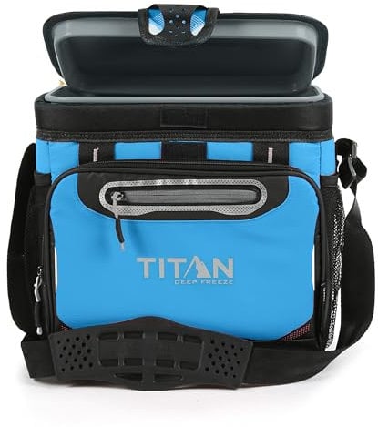 Titan by Arctic Zone Deep Freeze Kühlbox, fasst 16 Dosen, HardBody-Kühlbox ohne Reißverschluss mit Tiefkühl-Isolierung, Hartschalen-Einsatz und SmartShelf, Blau (Process Blue)