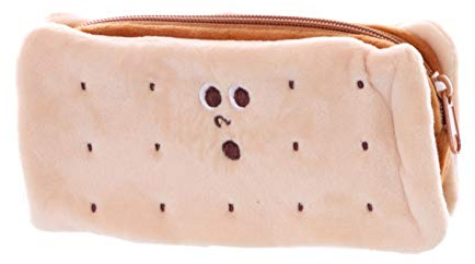LB-2018 Beige Cookie Keks Stoff gefüttert Schlampermäppchen Etui Kosmetik Tasche Kawaii