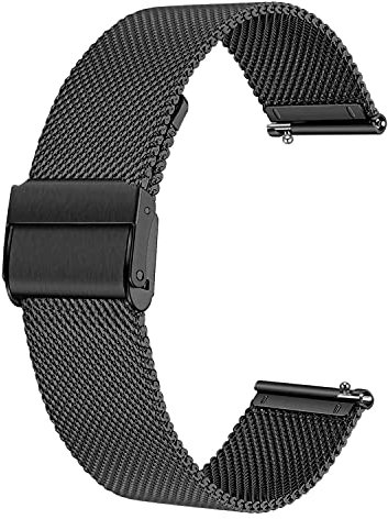 Deolven Metall Uhrenarmbänder, Schnellspanner Armbänder Milanaise Uhrenarmband für Herren und Damen Smartwatch und Traditionelle Uhr,16mm Schwarz