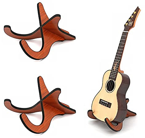 Pack of 2 Wooden Ukulele Stand Portable Wood Ukulele Stand Holder Wooden Musical Instrument Stand Holder Detachable Ukulele Stand with X Shaped Pieces for Small Guitar Ukulele Violin Banjo Mandolin
