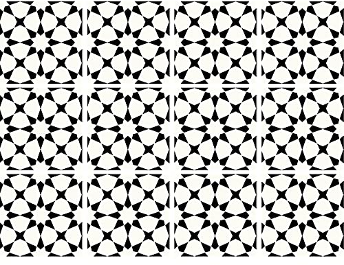 decalmile 12 Pcs Decorative Tile Stickers 15cmX15cm Classic Black and White Peel and Stick Self Adhesive Tile Backsplash Vinyl Waterproof Kitchen Bathroom Furniture Stairs Home Decor (6X6)