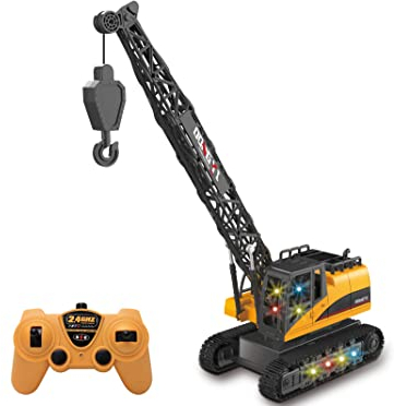 Teorema 66951 - Gru Cingolata Giocattolo per bambini Radiocomandata 2.4GHz con Luci e Suoni, Torre Girevole a 360°, Altezza 40cm, Scala 1:12, Ricaricabile