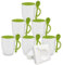 MR.R Set of 6 Sublimation Blanks Dishwasher Ceramic Coffee Mugs,Green Color Mug Inner with Spoon and Handle Drinking Cup Mug for Milk Tea Cola Water