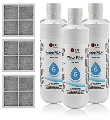 Wasserfilter für Kühlschrank, Wasserfilter und Luftfilter für Kühlschrank, Wasserfilter Geruchsfilter für Kühlschrank, Ersatzteil für Luftnetz, Ersatz für LG LT1000P (3 Stück)