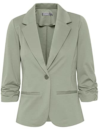 fransa FRZablazer Damen Blazer Kurzblazer Jacke mit Stretch Geraffte Ärmel mit Taschen, Größe:L, Farbe:Desert Sage (160110)