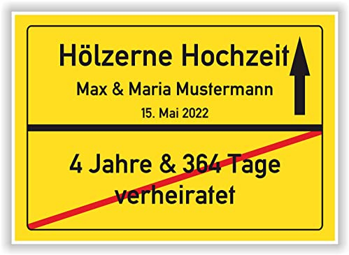 Hölzerne Hochzeit Ortsschild Holzhochzeit 5 Hochzeitstag Deko Bild Geschenk Mann Frau Ehepaar