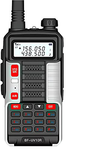 para BaoFeng UV-10R Walkie Talkie Radio, Walkie Talkie de Mano de Doble Banda, Pantlla LED Walkie Talkie de Alta Potencia para Exteriores (Plata)