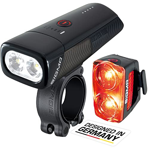 SIGMA - Buster 1100FL /Buster 1100 HL/Buster 1100 con Juego de Luces traseras Buster 150 RL | luz LED para Bicicleta de 1100 lúmenes | luz Delantera Recargable con Cinco Modos de iluminación