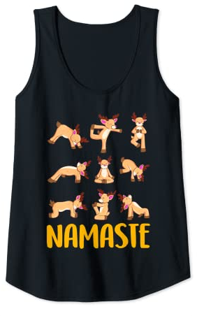 Damen Lustiges Namaste Weihnachtshemd, Geschenk, Rentier, Yoga T Tank Top