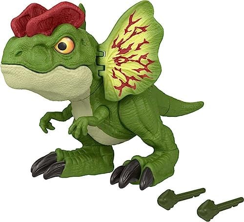 Mattel Jurassic World Uncaged Dilophosaurus Action Figure, Fierce Launchin' with Dart Projectile Action, 8 Inches