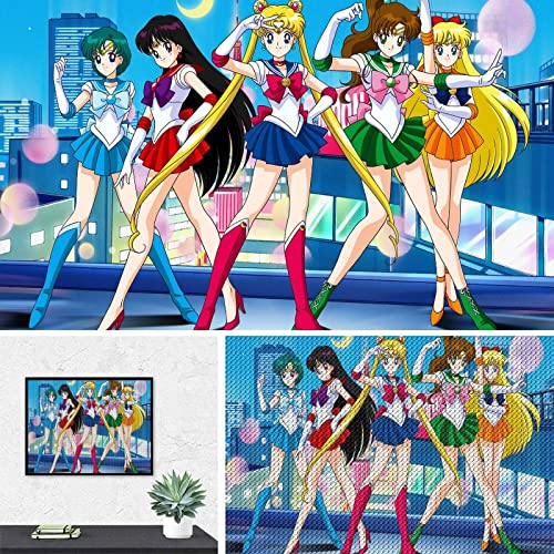 PAWCA 5D DIY Diamond Painting,Anime Sailor Moon,Stickerei Kreuzstich Mosaik Home Decor-50x60cm