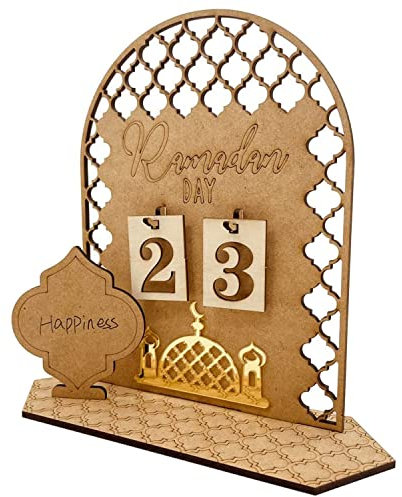 Ramadan Kalender 2023 Kinder, Holz Ramadan Dekoration Eid Mubarak Dekoration, 30 Tage Ramazan Countdown Kalender Ramadan Adventskalender Islamische Deko Muslimische Geschenke für Party (B)