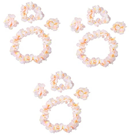 SAFIGLE 12stücke Teiliges Set Blumenkette Hawaiian Leis Kranz Kopfschmuck Für Strandparty Hochzeit Sommerfeiern Eleganter Handgefertigter Blumenkranz Für Frauen Und Mädchen Weiß