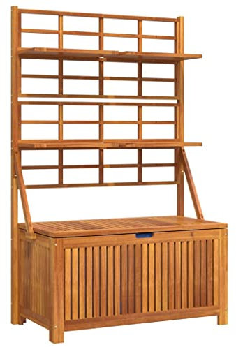vidaXL Akazienholz Gartenbox mit Rankgitter, 99 x 50 x 160 cm, Rustikal/Natur, Gartentruhe