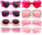 Dwenarry Occhiali Festa Rosa Occhiali da Sole da Donna Vintage Occhiali Da Sole Kit per Feste Carnevale Matrimonio 8 Pezzi