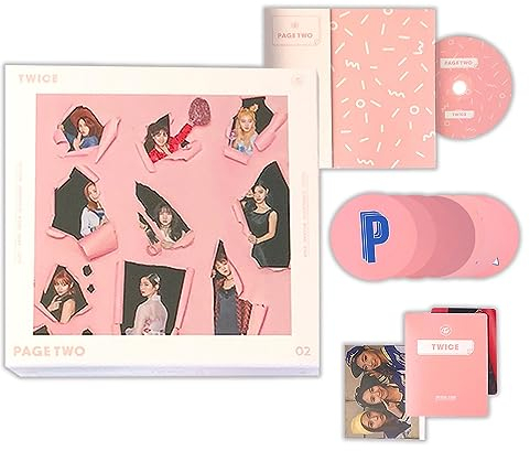 TWICE - 2nd Mini Album [PAGE TWO] (PINK Ver.) CD-R + Photobook + Garland + Lenticular Card + Photocard + 2 Pin Button Badges