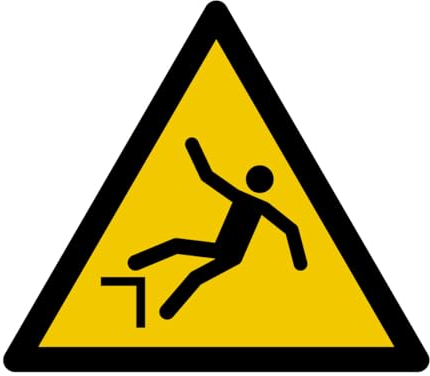 W008 - Gefahr Sturz mit Höhenunterschied - Warnschild - Maße wählbar - Norm ISO 7010