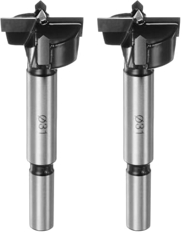 HARFINGTON 2pcs Forstner Drill Bits 31mm (1-7/32) Tungsten Carbide Wood Forstner Bit Opener Cutter for Hinge Hole Drilling Woodworking, Black