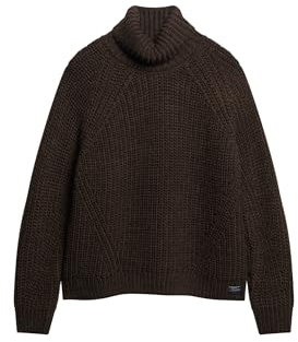 Superdry Damen Lässiger Strickpullover mit Rollkragen und Ziernaht Kakaobraun Meliert 40