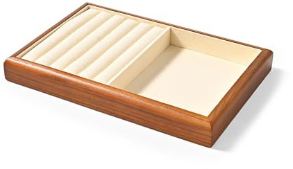 Oirlv Massivholz Multifunktional Schmucktabletts,Stapelbar, Organizer Für Schmuck(Cremeweiß)