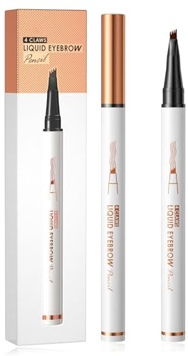 EONFAVE Microblading Augenbrauenstift, Augenbrauenstift Wasserfest mit 4 Gabelspitze, Wischfest Flüssiger Eyebrow Pencil, Augenbrauenfarbe Dunkelbraun Schnell Trocknend und Langlebig (02dunkelbraun)