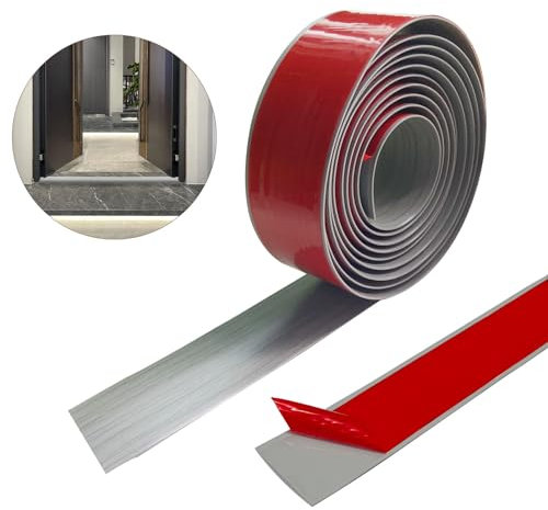 ToKinCen 3m Laminate Door Transition Strip,5cm PVC Floor Transition Strip,Floor Door Divider Strip,Laminate Floor Strip,Floor Joining Strip,Flooring Edge Trim Joining Strip Door Bar(Grey)