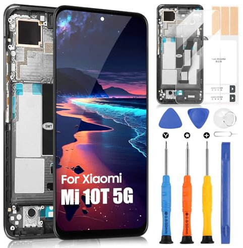 Pantalla LCD para Xiaomi Mi 10T 5G / Redmi K30S, LCD Display para Xiaomi Mi 10T Pro 5G M2007J3SG 6.67 pulgadas, Touch Screen Digitizer Recambio Assembly + Kit de reparación, negro con marco