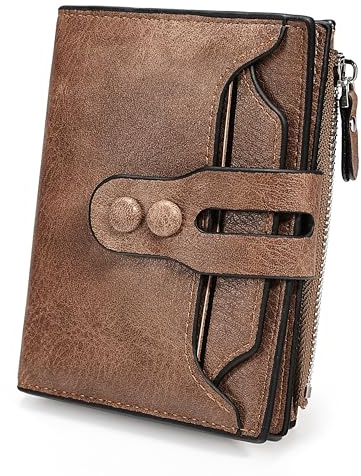 UTO Geldbörse Damen Klein Leder RFID Schutz 18 Fächer Schnalle Kleines Portemonnaie Frauen mit Münzfach Foto-Ausweishülle Brieftasche Mini Geldbeutel Viele Fächer Portmonee Geschenk