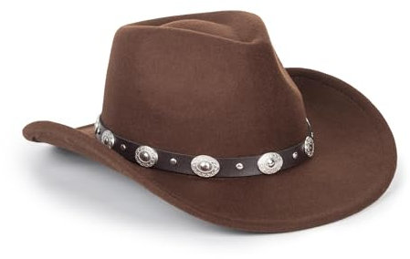 NociHah Klassischer Western-Cowboyhut für Herren und Damen, Cowgirlhut mit breiter Krempe, Fedorahut aus Filz (S-M)