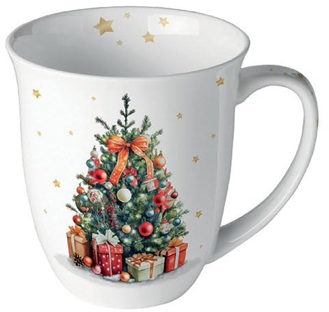 Ambiente Tasse à Café et Thé 0,4 L Fine Bone China Porcelaine Arbre de Noël Décoration Avent