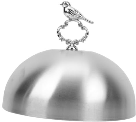 Cabilock cubierta de bistec microondas placa de plancha bol equipo tapa sarten parrilla cubierta de alimentos a prueba de aceite protector de bistec cubierta de domo Acero inoxidable Silver