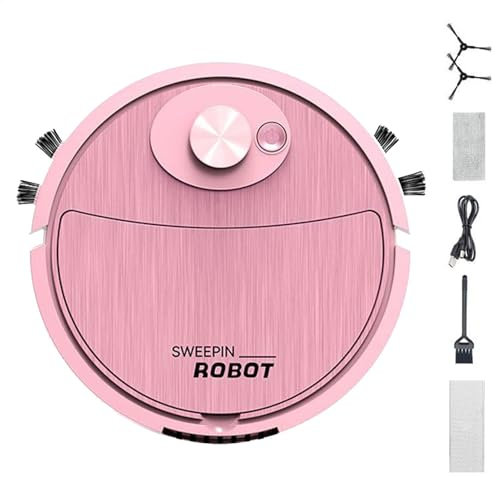 Robot de aspiradora de piso, control de botón, máquina de limpieza recargable por USB, 3 modos de limpieza, aspiradora silenciosa para azulejos de cerámica, piedra, laminado, suelos de madera, 7.09 x