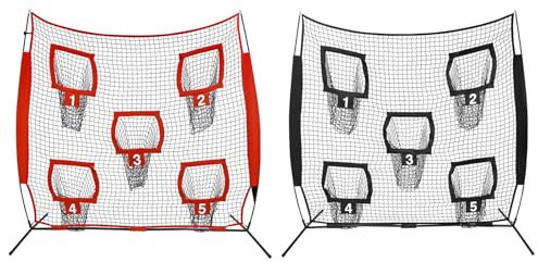 Wiyuer Rugby Wurfnetz 5 Zieltaschen Tragbarer Rugby Throwing Net Rugby-Trainingsnetz knotenloses Unisex Fußball-Ersatznetz für Rugby Wurftraining Außen- und Innenbereiche (Schwarz)