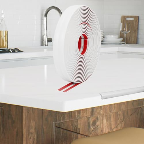 JSIWOTH Peel and Stick Wall Molding Trim, Self Adhesive Corner Guard & Edge Protector Trim, White Flexible Trim for Wall Furniture Stairs Table Countertop, 6M x 20mm